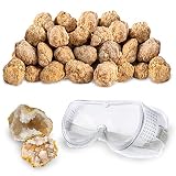Discover with Dr. Cool Break Your OWN 25 Large (2"-2.5") Premium Moroccan Geodes - Great Birthday Party Favors and a Fun Family Activity, Includes Safety Goggles