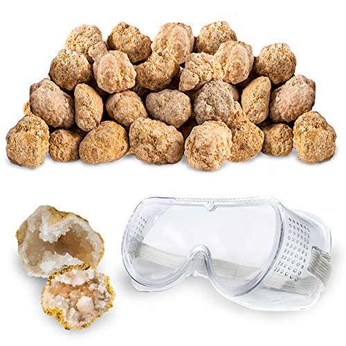 Discover with Dr. Cool Break Your OWN 25 Large (2"-2.5") Premium Moroccan Geodes - Great Birthday Party Favors and a Fun Family Activity, Includes Safety Goggles