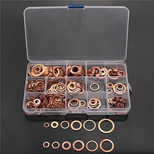 K&A Company 280Pcs M5-M20 Solid Copper Washer Set for Tap Plumbing Garage Engine Assorted Sump Plug