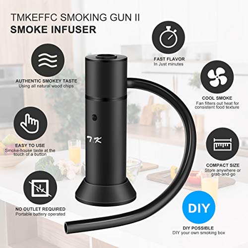 TMKEFFC Smoking Gun Portable Smoker Infuser DIY Set, Handheld Cocktail Smoke Food Smoker for Meat, Sous Vide, Grill, BBQ, Drinks, Cheese, Black