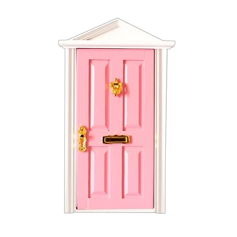 Puppenhaus Miniatür 4 Panel Innen Holztür DIY Steepletop Door - Rosa, Taille Unique