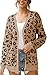 Angashion Oversized Long Sleeve Leopard Print Knit Cardigan Open Front Sweaters for Women with Pockets