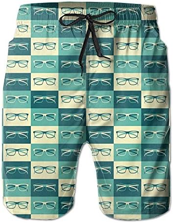 OWEDR Men's Quick Dry Eyeglasses in Vintage Style Swim Trunks Summer Workout Casual Shorts with Pockets