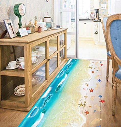 ❀❀❀ Floor Wall Sticker HongXander 3D Beach Floor Wall Sticker Removable Mural Decals Vinyl Art Living Room Decor (A)