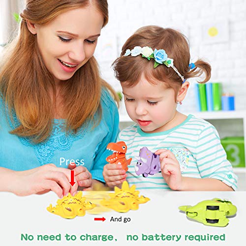 image for Akamino Dinosaurs Toys Car for Kids, 8 Pack Pull Back Car Toys for Boy