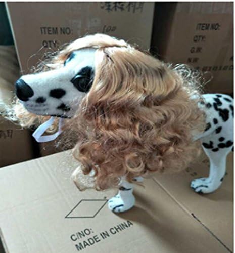Lecent@ Pet Supplies Dog Costumes Long Curly Synthetic Pet Hair Pet Wig Dog Cat Wigs Pet Accessories Pet Headwear