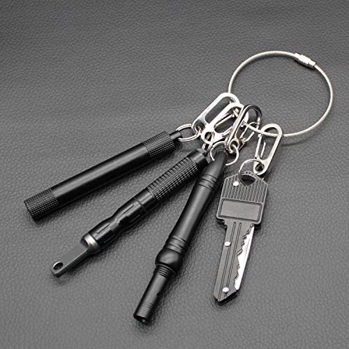 PPFISH Pocket Toothpick Holder keychain - Waterproof Aluminium Alloy Toothpick Box Container & Titanium Toothpick Ultralight Travel Kits (Black Aluminum + TI)