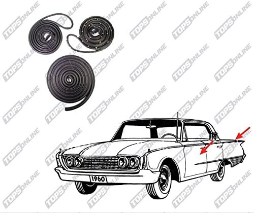 1968 thru 1972 Pontiac GTO, Lemans &amp; Tempest--3 Piece Weather Seals Kit for 2-Door Sedan Model