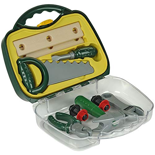 Theo Klein 8465 Bosch Werkzeugkoffer, mittel I Umfangreiches Werkbank-Zubehör wie Hammer, Säge, Zange u.v.m. im robusten Koffer I Maße: 27 cm x 9,5 cm x 23 cm I Spielzeug für Kinder ab 3 Jahren – Bild 3