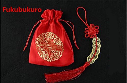 Jinxi Chinese Feng Shui Coins for Wealth and Success -1 set of 5 Coins with 1pc Free Gift Fukubukuro