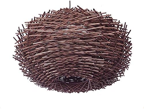 Natural Rattan Pendant Lamp Bird's Nest Shape Country Rustic Style E27 chandelier Home Cafe Bar Ceiling Light,30cm