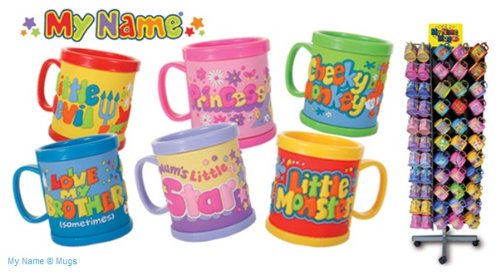 childrens plastic name mugs