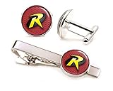 Robin Cufflinks, Batman and Robin Tie Clip Tack, Justice League Jewelry, Superhero Wedding Party Jewelry, Groomsmen Gifts, Groomsman Gift