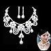 LING'S SHOP Charm Wedding Bridal Crystal Rhinestone Pearl Pendant Necklace Earring Plated Jewelry Set