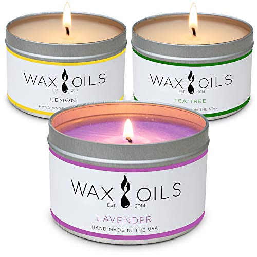 Scented Candles – Lavender, Lemon, Tea Tree (Pack of 3) Soy Aromatherapy, 8oz