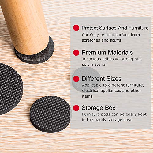 Furniture Pads 200 Pieces Furniture Pad Stopper Self Adhesive Square Square Rubber Pads Wood Floor Protector for Furniture Gripper on Hardwood Floor in a Case