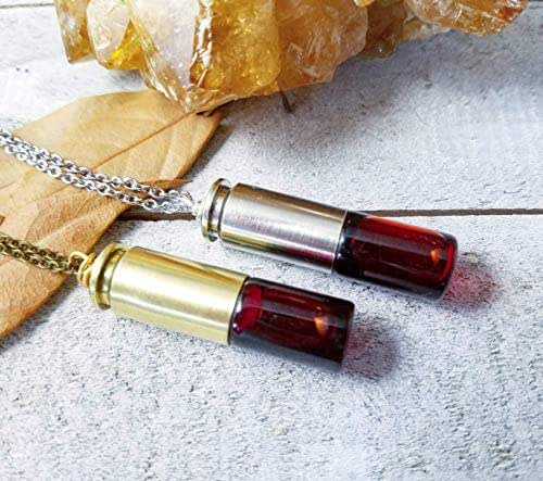 Blood bullet vial necklace silver bullet