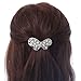 Bridal Wedding Prom Silver Tone Simulated Pearl Diamante 'Asymmetrical Butterfly' Barrette Hair Clip Grip - 65mm Across