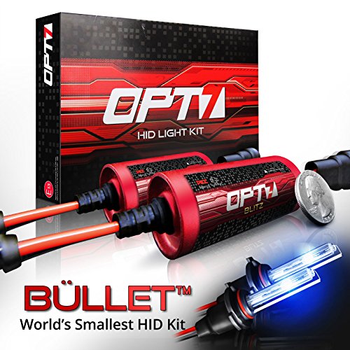 OPT7 Blitz Bullet HID Kit Powerful "Mount-Less" Ballasts - All Colors and Sizes Simple DIY Install - 2 Yr Warranty [H11 H8 H9 - 6K Lightning Blue Xenon Light]
