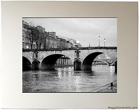Seine at Dawn, Paris Black and White Photography Bridge Wall Art Photo Print, 8x10
