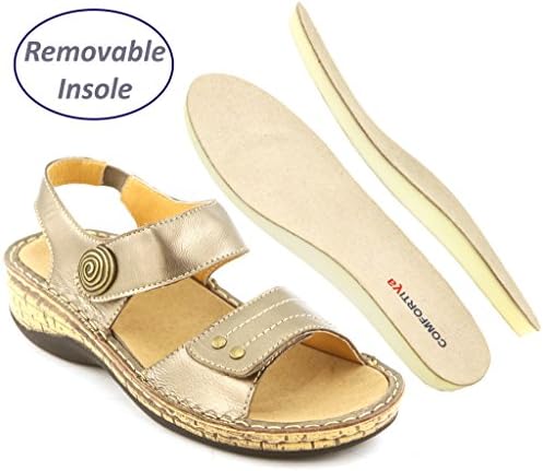 Comfortiya Women's Kaylee Bronze Leather Casual Slingback Sandal Size 37 M EU / 5.5-6 B(M) US