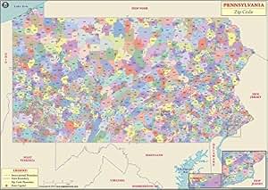 Amazon.com : Pennsylvania Zip Code Map - Laminated (36" W x 25.46" H