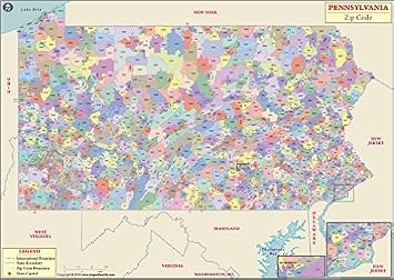 Amazon.com : Pennsylvania Zip Code Map (36" W x 25.46" H) : Office Products