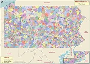 Amazon.com : Pennsylvania Zip Code Map - Laminated (36" W x 25.46" H
