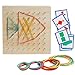 kizh Wooden Geoboard Mathematical Manipulative Material Graphical Educational Toys Array Block Geo Board with 24 Pcs Pattern Cards and Rubber Bands STEM Puzzle Matrix 8x8 Brain Teaser Toys