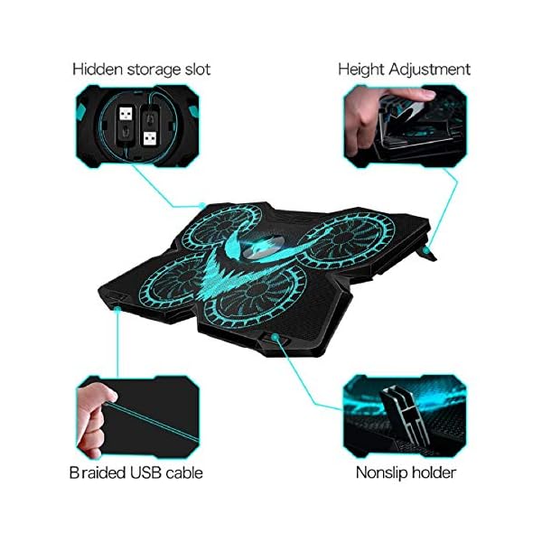 Laptop-Cooling-Pad-Gaming-Laptop-Cooler-Stand-with-4-Silent-Big-Fans-for-Notebook-Stable-cooler-for-laptop-2-USB-Powered-Fan-Compatible-up-to12-17-Control-Fan-Speed-for-PC-2021-New-Version LIANGSTAR Laptop Cooler, Laptop Cooling Pad with 4 Silent Big Fans at 1400RPM, Laptop Stand with Built-in Cable…
