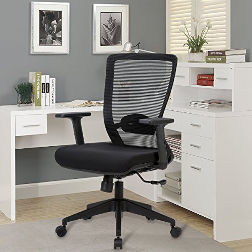 YAMASORO Mid-Back Mesh Office Chair Multifunction Swivel Chair,Computer Desk Task Chair with Adjustable Arms Black
