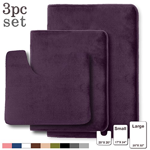 Memory foam bathrug set – eggplant, bath mat and shower rug, la…