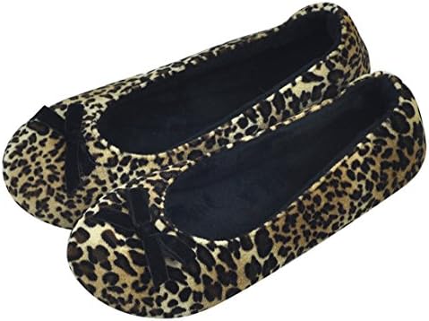 Women's Indoor Ballerina House Slippers Shoes with Non Slip Soft Sole