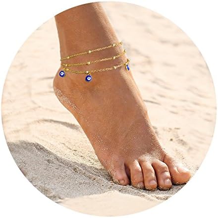 Filluck Anklets For Women Evil Eyes Ankle Bead Chains Bracelets Beach Foot Anklet Jewelry For Girls