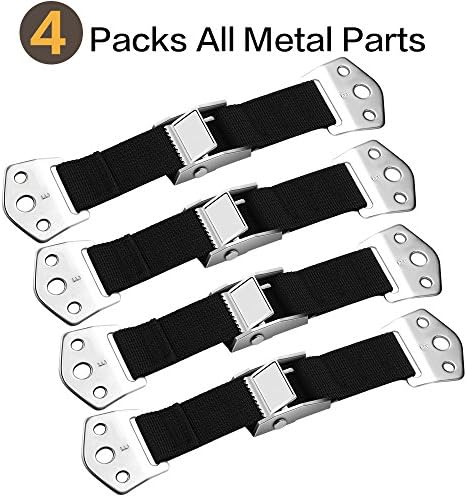 Furniture and TV Anti Tip Straps, Heavy Duty Wall Anchor, Adjustable Earthquake Resistant Strap, Protection For Children From Furniture, Baby Proof &amp; Extra Strong Metal Kit 4 Pack, Black