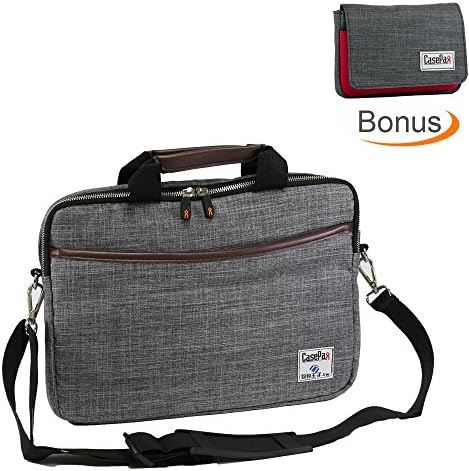 Casepax 14-Inch Laptop Computer Shoulder Bag Sleeve Case Cover with BONUS Travel Accessories Pouch Case for Apple Asus Acer Lenovo Dell HP Notebook Chromebook Ultrabook MacBook, P-150505A-14, Gray