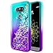 LG V20 Case w/[Tempered Glass Screen Protector], NageBee Glitter Liquid Quicksand Waterfall Floating Flowing Sparkle Shiny Bling Diamond Girls Cute Case for LG V20 -Aqua/Purple