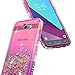 Galaxy J7 Prime Case, J7 Sky Pro /J7 V /J7 Perx/Galaxy Halo w/[Tempered Glass Screen Protector], NageBee Glitter Liquid Quicksand Sparkle Shockproof Cute Case for Samsung Galaxy J7 2017 -Pink/Purple