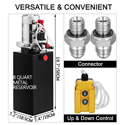 Mophorn Hydraulic Power Unit 8 Quart Hydraulic Pump Double Acting Hydraulic Power 12V DC with Metal Oil Reservoir Hydraulic Pump Power Unit for Dump Trailer Car Lifting - Image 7