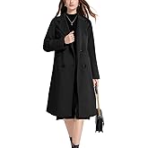 Nomwioke Women's Winter Casual Wool Blend Trench Jackets Notch Lapel Double Breasted Loose Mid Long Pea Coat Outwear