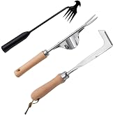 Theuzi 3 Pack Weed Puller Tool, Manual Hand Weeder Paver, Crack Weeder | Stainless Steel Crevice Weeding Digger Tool, L-Shape Gardening Crack Sickle for, Lawn Edger and Driveway