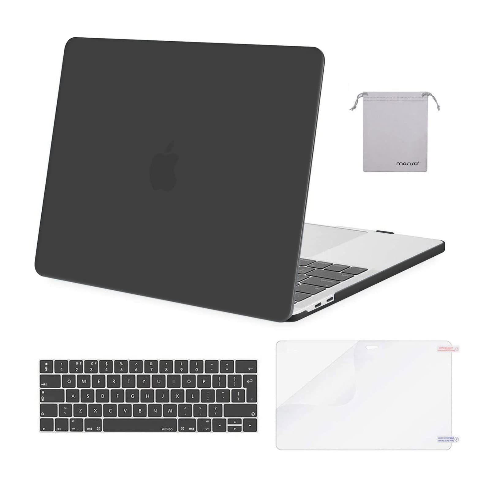 MOSISO Compatible with MacBook Pro 13 inch Case M2 M1 2026 2025 2024 2023-2016 A2338 A2289 A2251 A2159 A1989 A1706 A1708, Plastic Hard Shell Cover &Keyboard Skin&Screen Film&Pouch, Space Gray