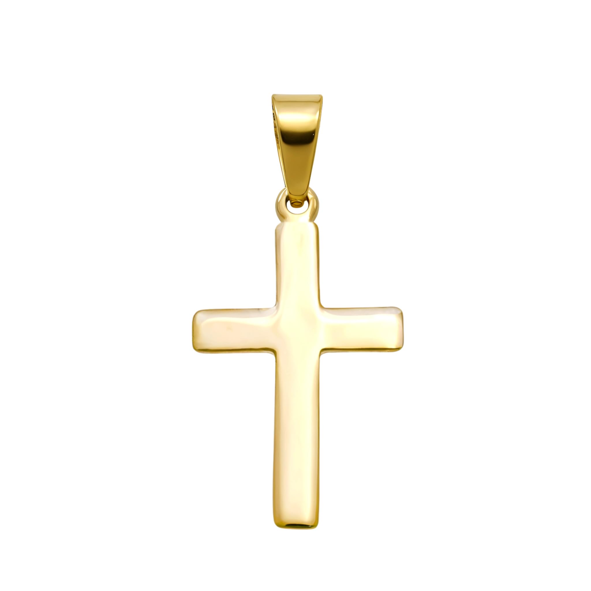 Alexander Castle Plain Solid 9ct Gold Cross Necklace Pendant for Women - Cross Charm with Jewellery Gift Box - PENDANT ONLY - 25mm x 14mm