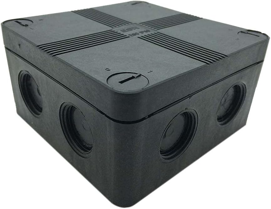 SEL IP66 Black Weatherproof Outdoor Junction Box with 5 Way Connector 91x91mm