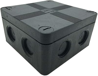 SEL IP66 Black Weatherproof Outdoor Junction Box with 5 Way Connector 91x91mm