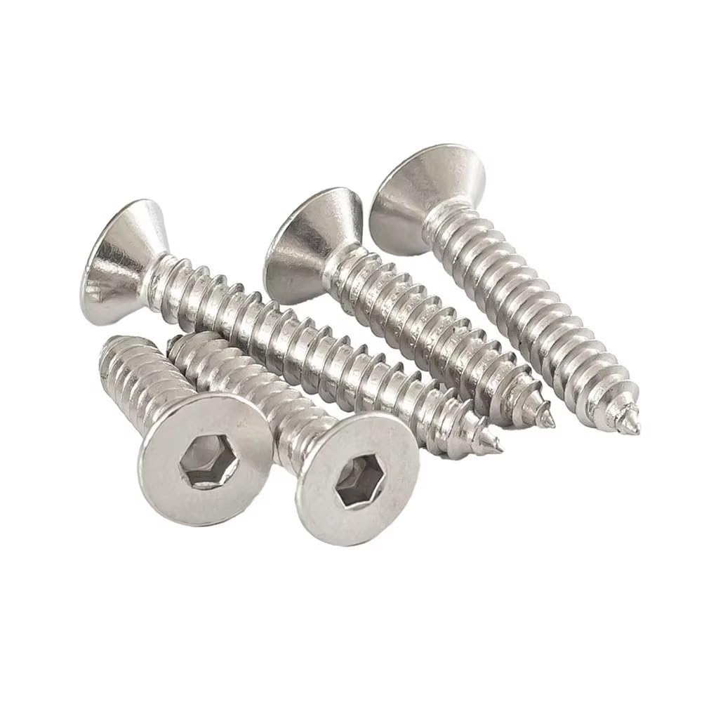 SYDARSYN Hex Socket Self Tapping Screws 304 Stainless Steel Flat Head Wood Screws M3x10mm (100 pcs)
