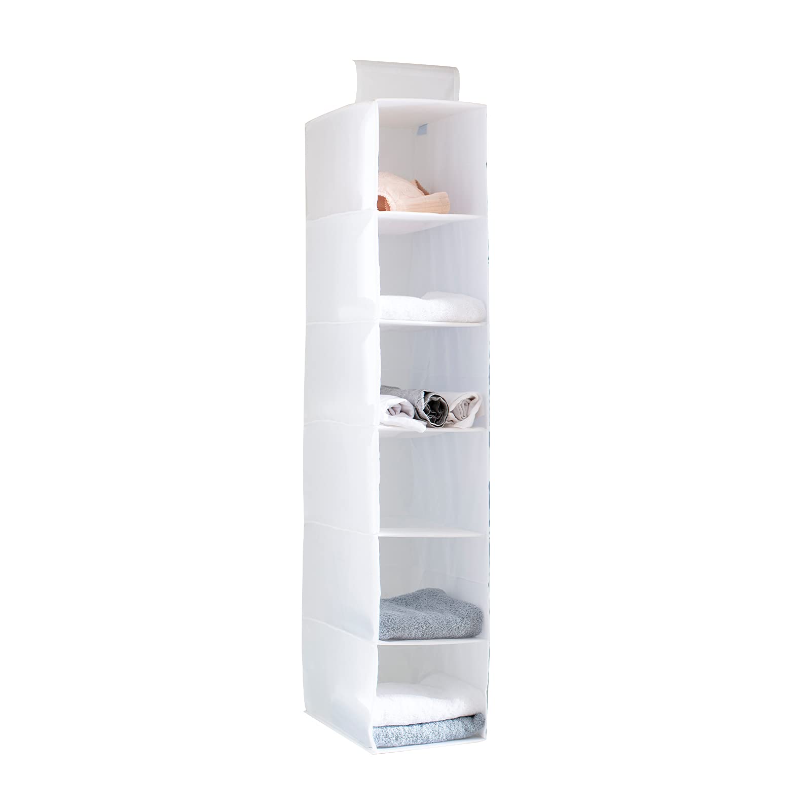 YINGGG 6 Shelves Hanging Wardrobe Organiser Storage Unit for Sweater Clothes (White, 20cm)