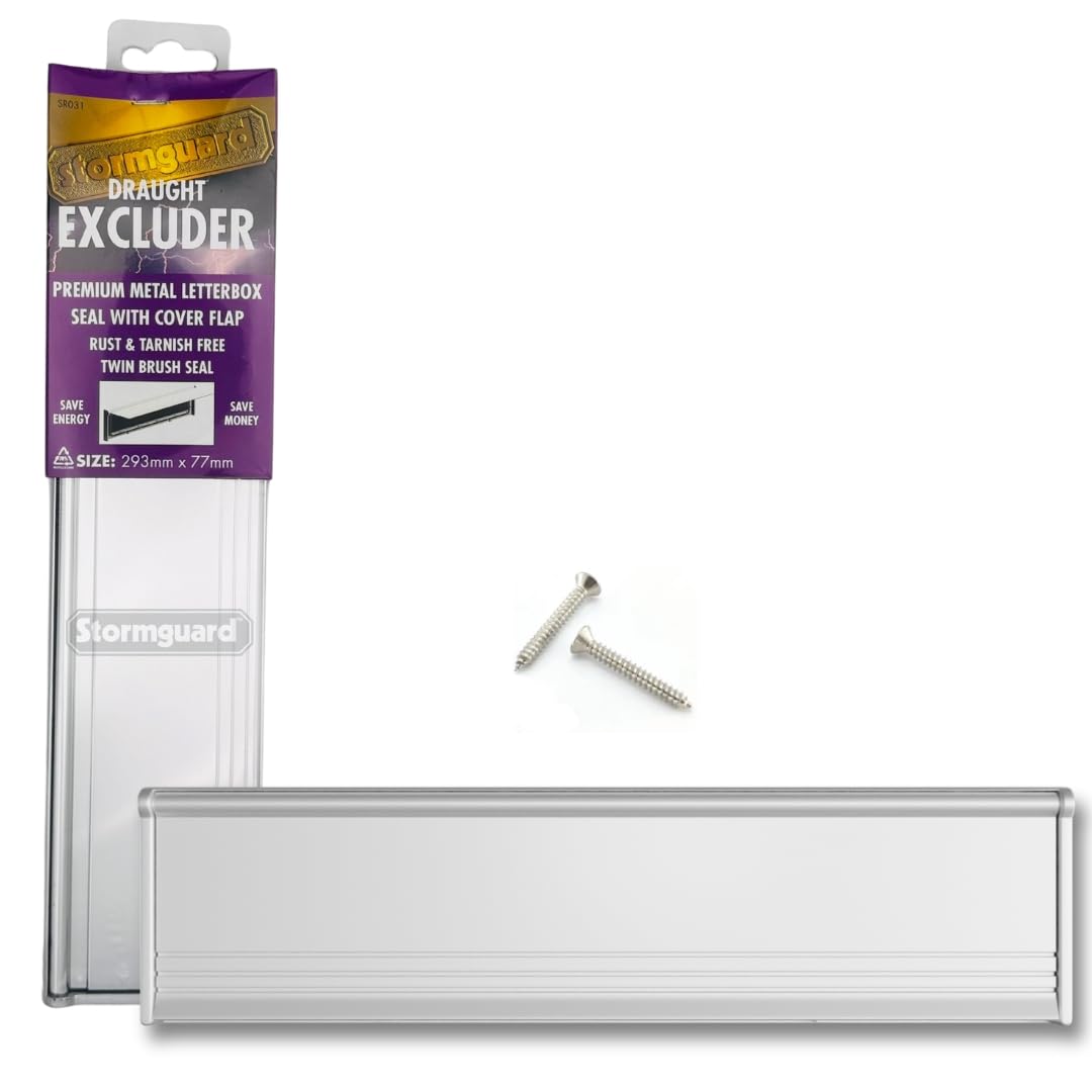 Letter Box Cover with Brush & Flap for Internal OR External Use - Silver Finish