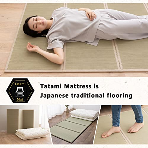 EMOOR Japanese Tatami Mat Twin Natural Rush Grass (Undyed), Foldable