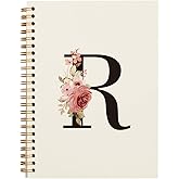 OXW Personalized Gifts Initial Letter R Notebook Journal, Cute Custom Notebook for School Girls, Monogrammed Gifts for Women, School Supplies for Girls, Customized Gifts, Spiral Notebook 5.5 x 8.3